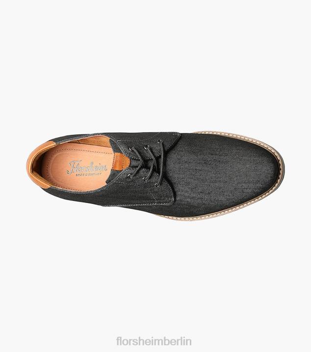 D280322 Schwarz Schuhwerk Männer Florsheim Highland-Canvas-Oxford mit glatter Zehenpartie