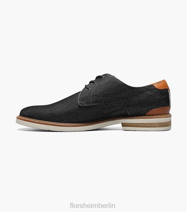 D280322 Schwarz Schuhwerk Männer Florsheim Highland-Canvas-Oxford mit glatter Zehenpartie