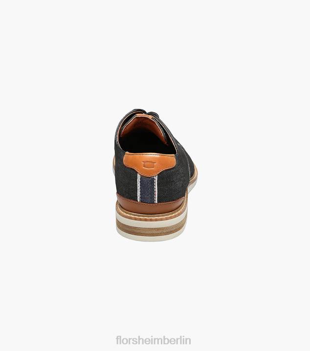 D280322 Schwarz Schuhwerk Männer Florsheim Highland-Canvas-Oxford mit glatter Zehenpartie