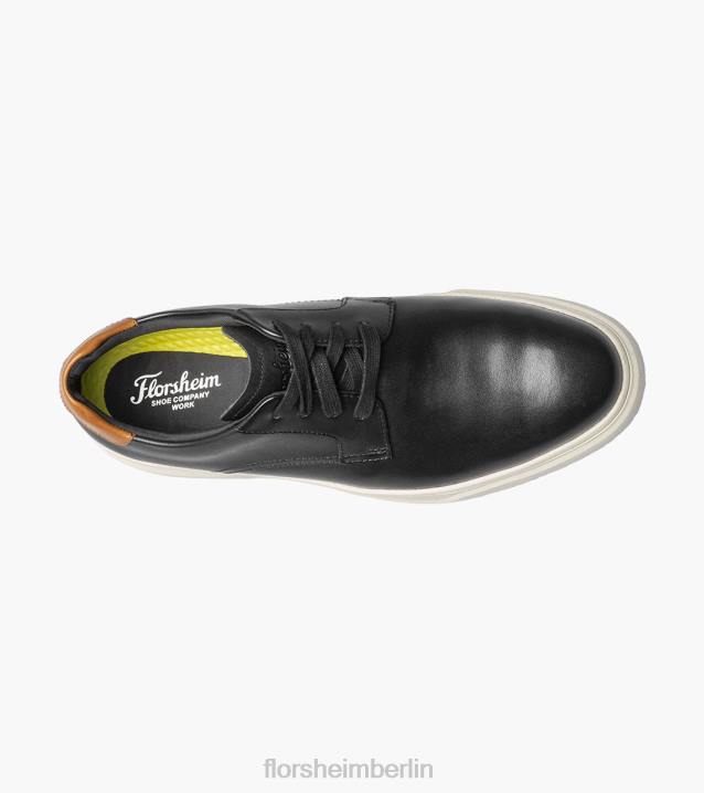D280401 Schwarz Schuhwerk Männer Florsheim Hochwertiges Oxford-Gewebe mit Stahlkappe und einfacher Zehenpartie