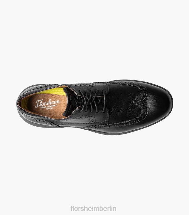 D280405 Schwarz Schuhwerk Männer Florsheim Flair Work Steel Toe Wingtip Oxford