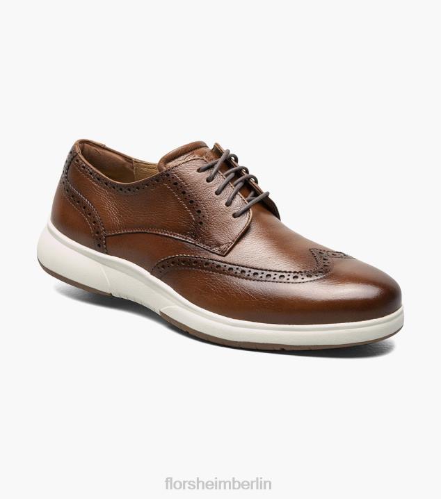 D280406 Cognac Schuhwerk Männer Florsheim Flair Work Steel Toe Wingtip Oxford