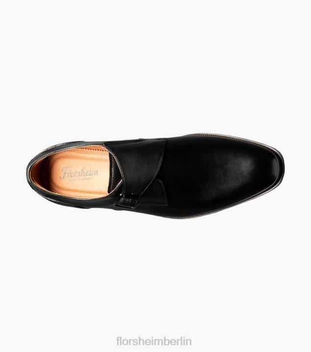 D280145 Schwarz Schuhwerk Männer Florsheim Sorrento Single Monk Strap mit schlichter Zehenpartie
