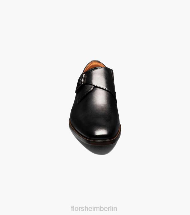 D280145 Schwarz Schuhwerk Männer Florsheim Sorrento Single Monk Strap mit schlichter Zehenpartie