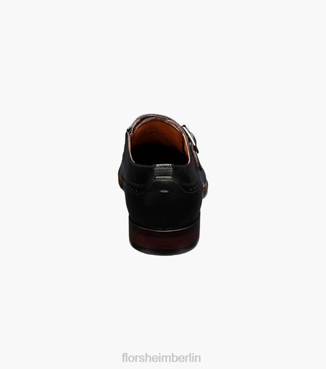 D280145 Schwarz Schuhwerk Männer Florsheim Sorrento Single Monk Strap mit schlichter Zehenpartie