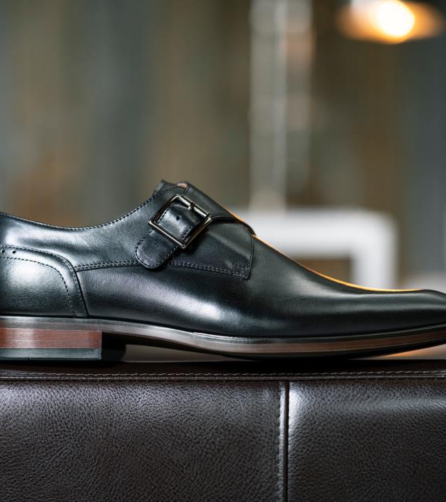 D280145 Schwarz Schuhwerk Männer Florsheim Sorrento Single Monk Strap mit schlichter Zehenpartie