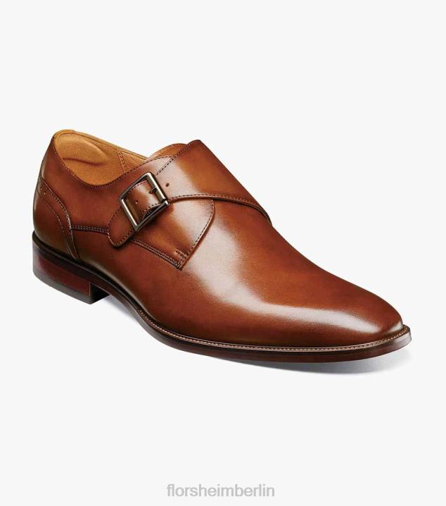 D280146 Cognac Schuhwerk Männer Florsheim Sorrento Single Monk Strap mit schlichter Zehenpartie