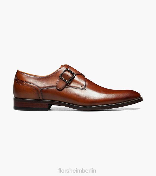 D280146 Cognac Schuhwerk Männer Florsheim Sorrento Single Monk Strap mit schlichter Zehenpartie
