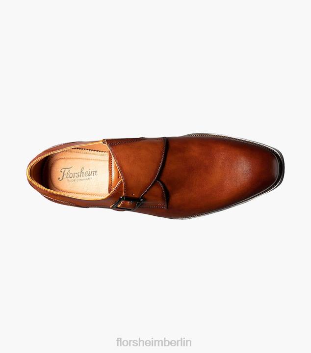 D280146 Cognac Schuhwerk Männer Florsheim Sorrento Single Monk Strap mit schlichter Zehenpartie