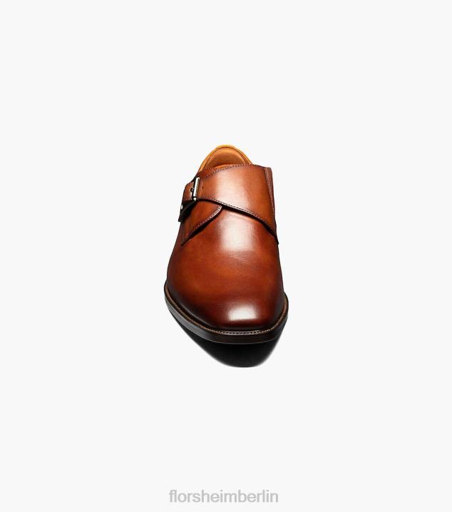 D280146 Cognac Schuhwerk Männer Florsheim Sorrento Single Monk Strap mit schlichter Zehenpartie