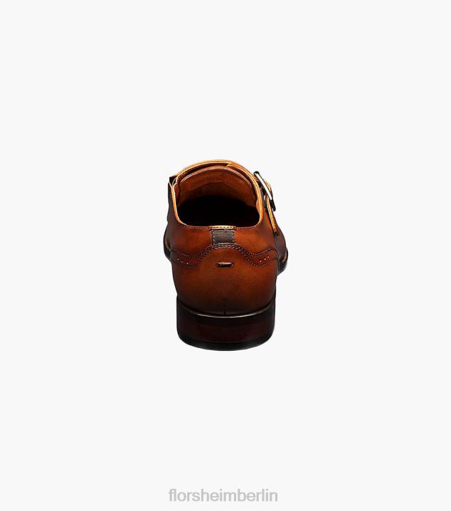 D280146 Cognac Schuhwerk Männer Florsheim Sorrento Single Monk Strap mit schlichter Zehenpartie