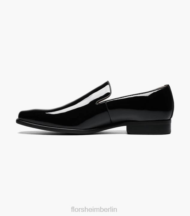 D280196 schwarzes Lackleder Schuhwerk Männer Florsheim Postino 2 Slip-On mit schlichter Zehenpartie