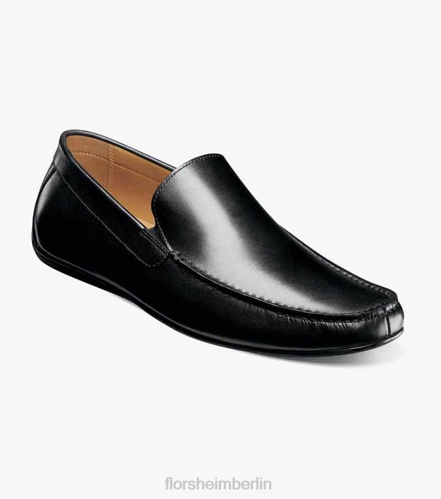 D280281 Schwarz Schuhwerk Männer Florsheim Dubino Moc-Toe-Slipper im venezianischen Stil