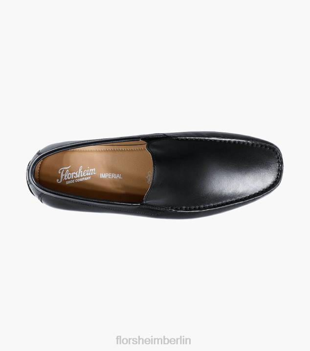 D280281 Schwarz Schuhwerk Männer Florsheim Dubino Moc-Toe-Slipper im venezianischen Stil