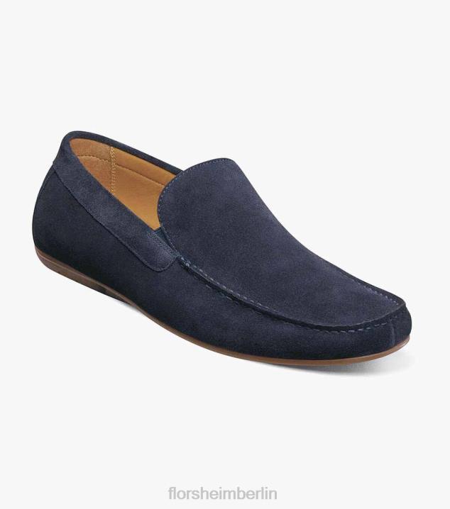 D280282 marineblaues Wildleder Schuhwerk Männer Florsheim Dubino Moc-Toe-Slipper im venezianischen Stil