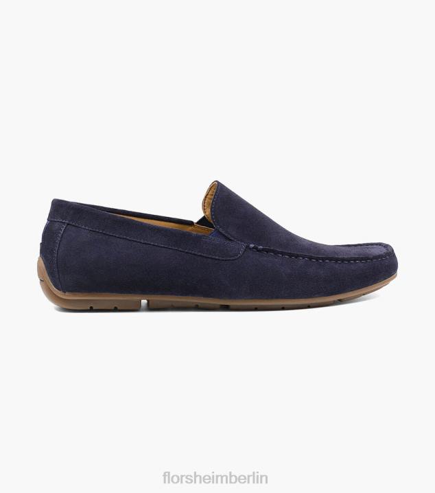 D280282 marineblaues Wildleder Schuhwerk Männer Florsheim Dubino Moc-Toe-Slipper im venezianischen Stil