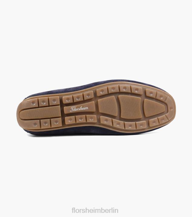 D280282 marineblaues Wildleder Schuhwerk Männer Florsheim Dubino Moc-Toe-Slipper im venezianischen Stil