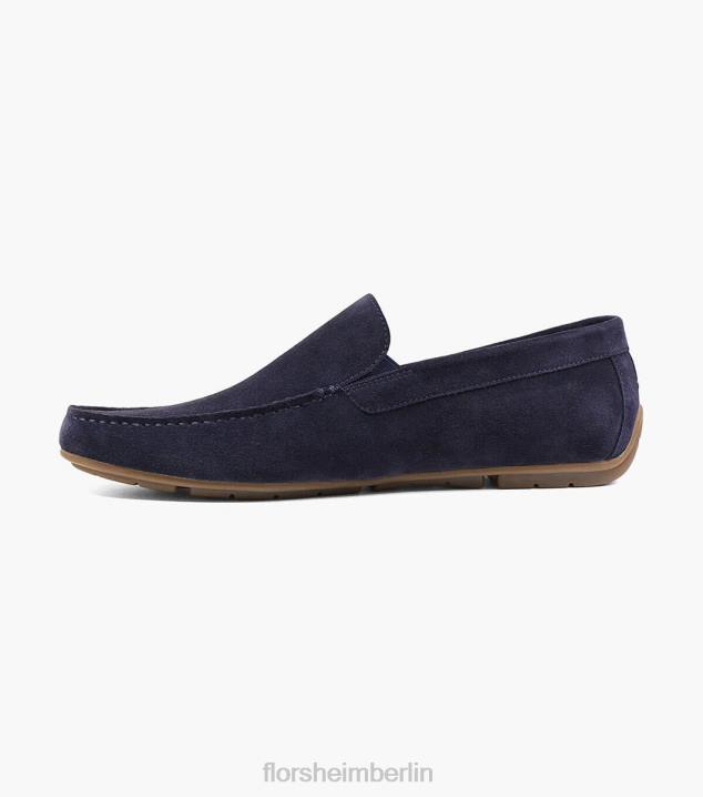 D280282 marineblaues Wildleder Schuhwerk Männer Florsheim Dubino Moc-Toe-Slipper im venezianischen Stil