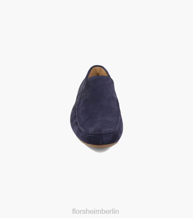 D280282 marineblaues Wildleder Schuhwerk Männer Florsheim Dubino Moc-Toe-Slipper im venezianischen Stil