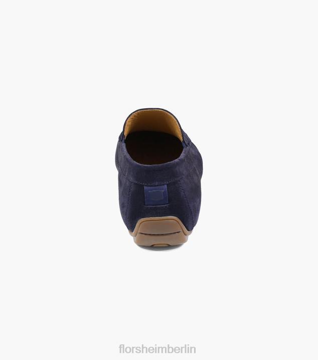 D280282 marineblaues Wildleder Schuhwerk Männer Florsheim Dubino Moc-Toe-Slipper im venezianischen Stil