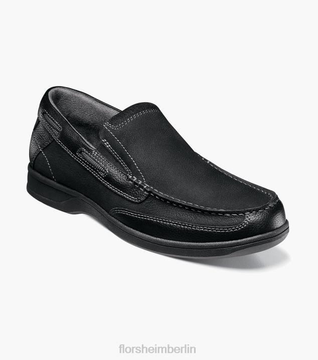 D280364 Schwarz Schuhwerk Männer Florsheim Moc-Toe-Slipper am Seeufer
