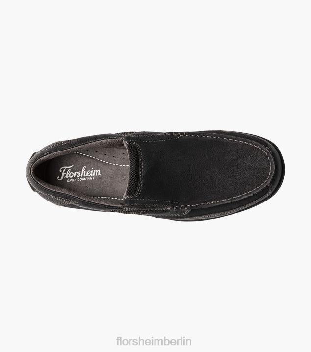 D280364 Schwarz Schuhwerk Männer Florsheim Moc-Toe-Slipper am Seeufer