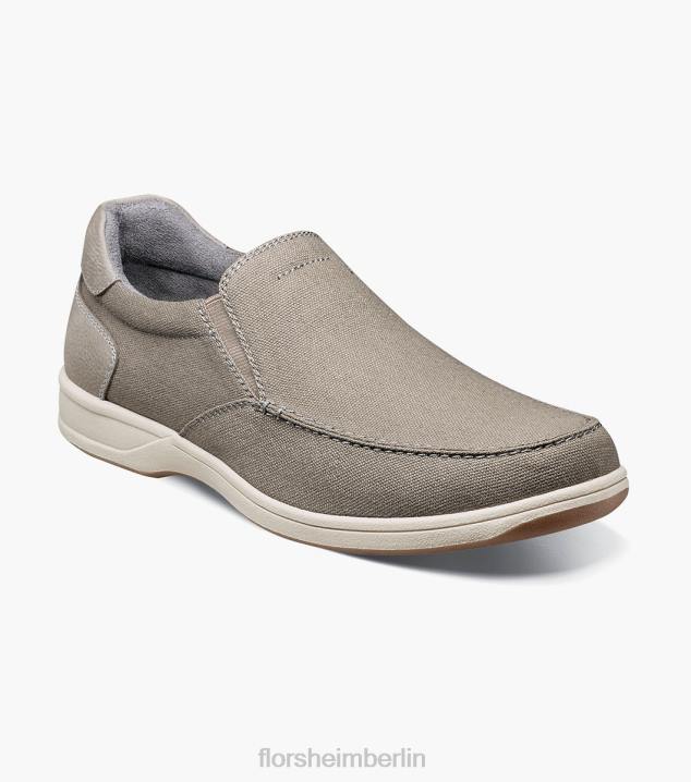 D2808 grau Schuhwerk Männer Florsheim Moc-Toe-Slipper aus Canvas am Seeufer