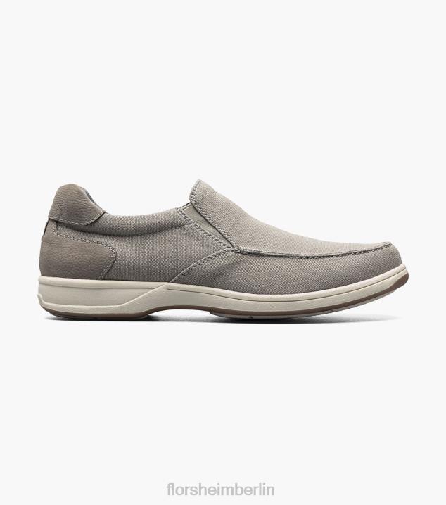 D2808 grau Schuhwerk Männer Florsheim Moc-Toe-Slipper aus Canvas am Seeufer