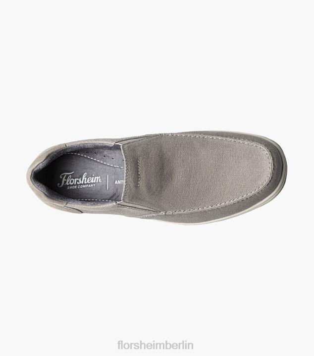 D2808 grau Schuhwerk Männer Florsheim Moc-Toe-Slipper aus Canvas am Seeufer