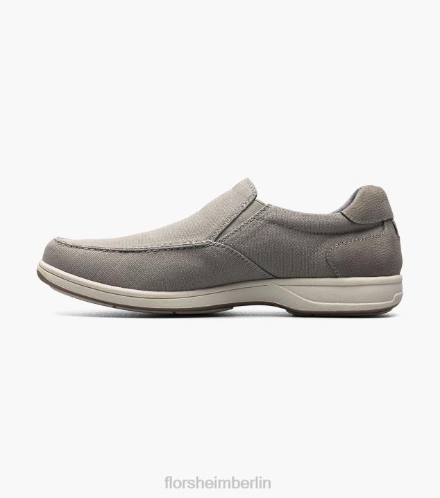 D2808 grau Schuhwerk Männer Florsheim Moc-Toe-Slipper aus Canvas am Seeufer