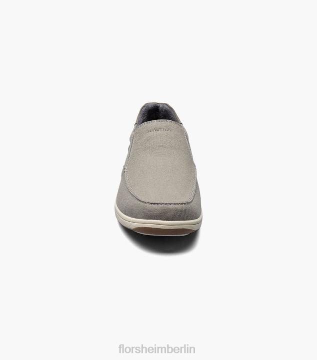 D2808 grau Schuhwerk Männer Florsheim Moc-Toe-Slipper aus Canvas am Seeufer