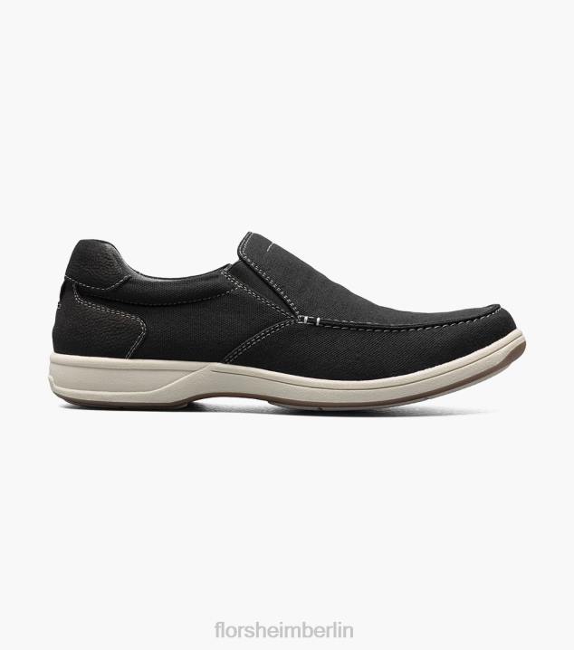 D2809 Schwarz Schuhwerk Männer Florsheim Moc-Toe-Slipper aus Canvas am Seeufer