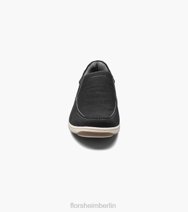 D2809 Schwarz Schuhwerk Männer Florsheim Moc-Toe-Slipper aus Canvas am Seeufer