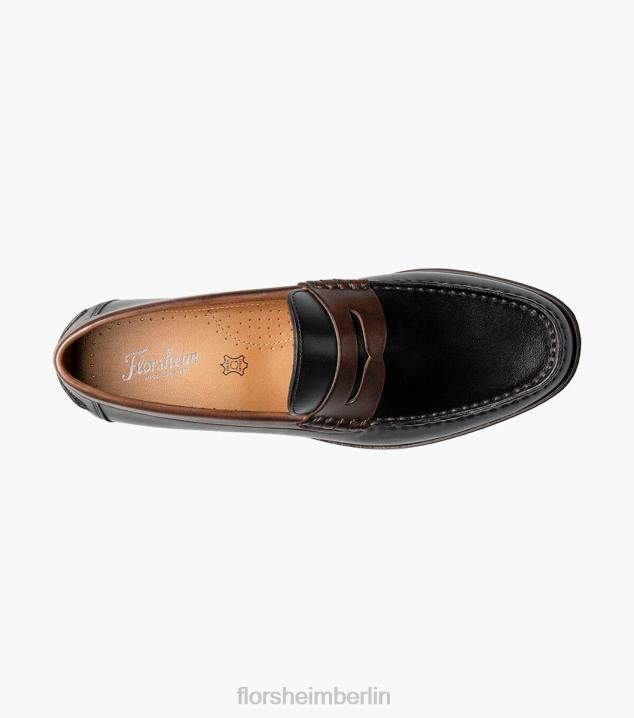 D280179 schwarz und braun Schuhwerk Männer Florsheim Berkley Flex Moc Toe Penny Loafer