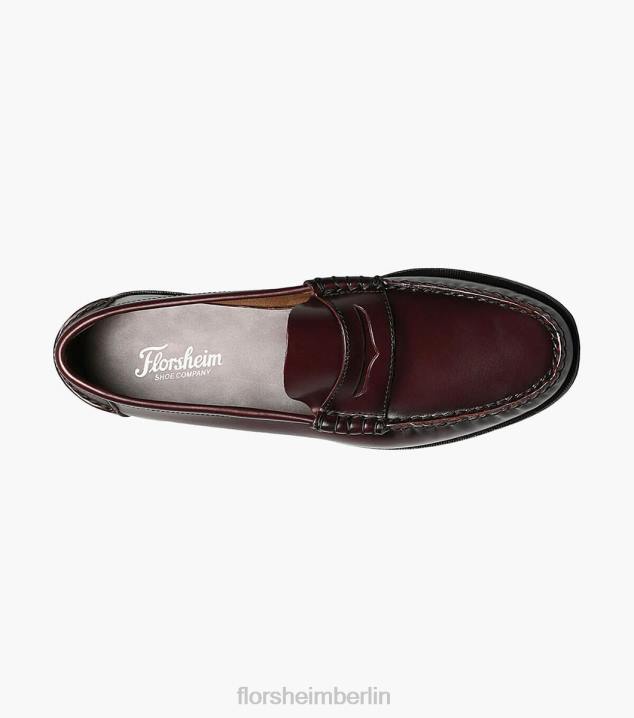 D280183 Burgund Schuhwerk Männer Florsheim Berkley Moc-Toe-Penny-Loafer