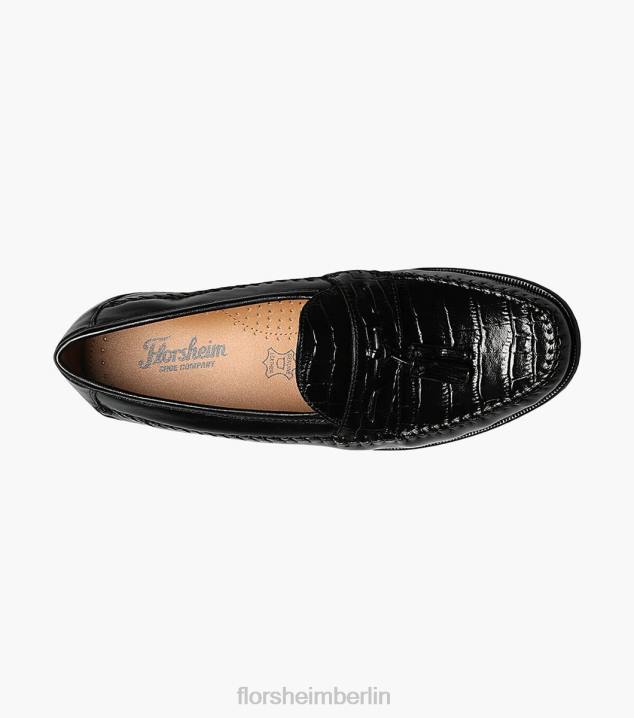 D280254 Schwarz Schuhwerk Männer Florsheim Pisa Mokassin mit Mokassin und Quaste