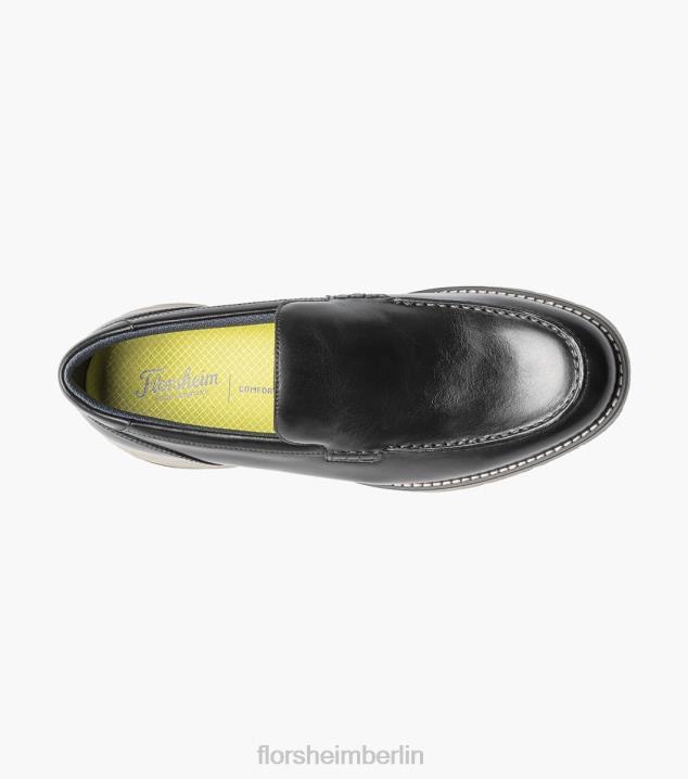 D28047 Schwarz Schuhwerk Männer Florsheim Frenzi Moc-Toe-Loafer im venezianischen Stil