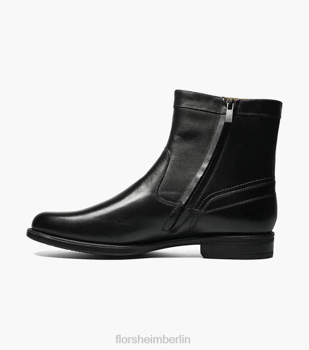 D280204 Schwarz Schuhwerk Männer Florsheim Midtown-Stiefel mit Reißverschluss und schlichter Zehenpartie