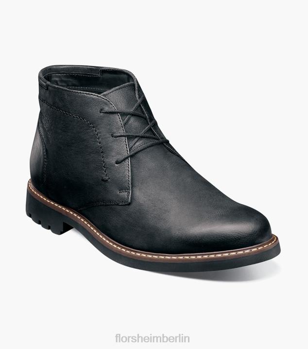 D280249 schwarzes Nubuk Schuhwerk Männer Florsheim Feld-Chukka-Stiefel mit schlichter Zehenpartie