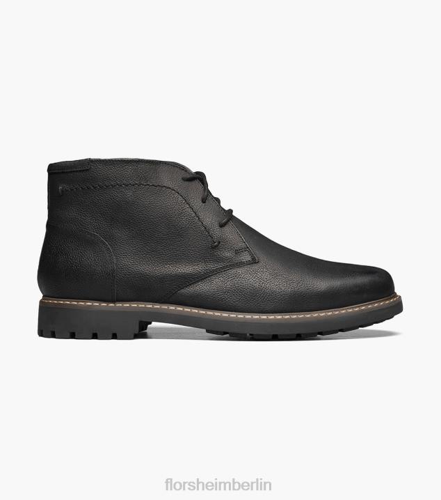 D280249 schwarzes Nubuk Schuhwerk Männer Florsheim Feld-Chukka-Stiefel mit schlichter Zehenpartie