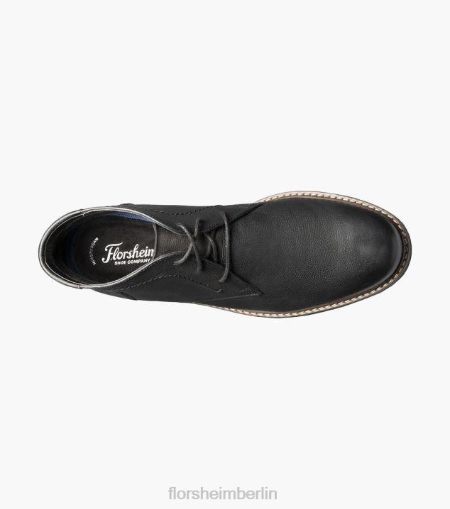 D280249 schwarzes Nubuk Schuhwerk Männer Florsheim Feld-Chukka-Stiefel mit schlichter Zehenpartie
