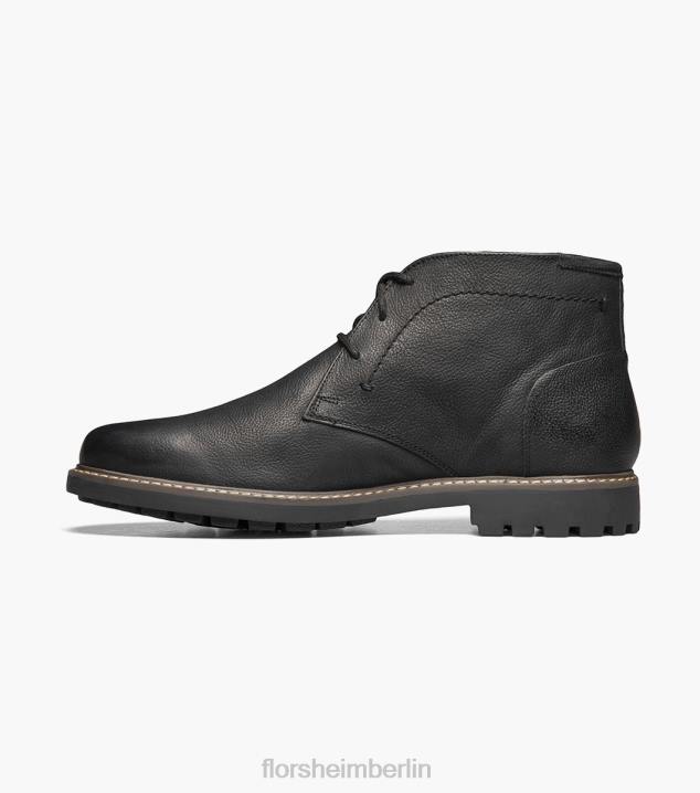 D280249 schwarzes Nubuk Schuhwerk Männer Florsheim Feld-Chukka-Stiefel mit schlichter Zehenpartie