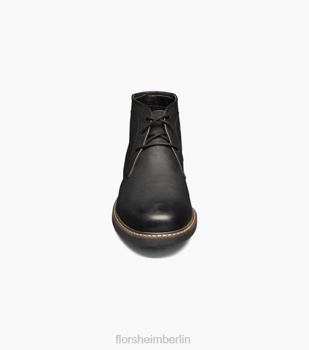 D280249 schwarzes Nubuk Schuhwerk Männer Florsheim Feld-Chukka-Stiefel mit schlichter Zehenpartie