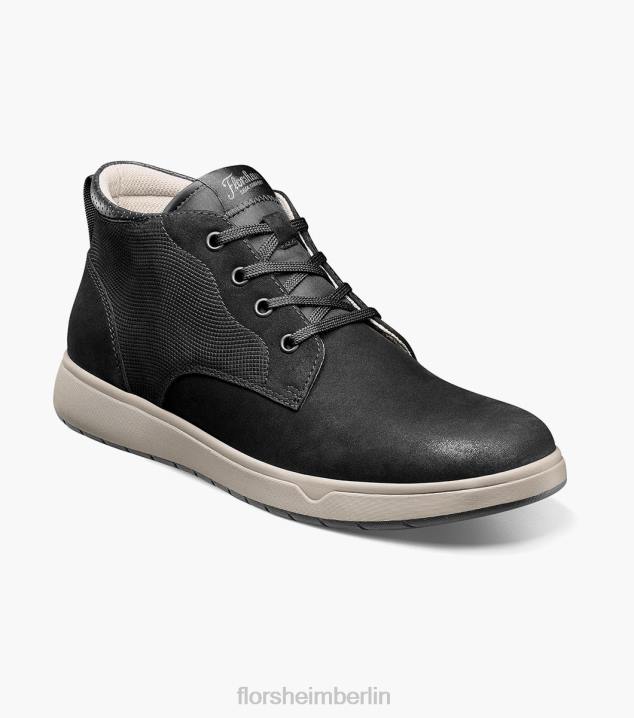 D28030 schwarzes Nubuk Schuhwerk Männer Florsheim Heist 2 Chukka-Stiefel mit schlichter Zehenpartie