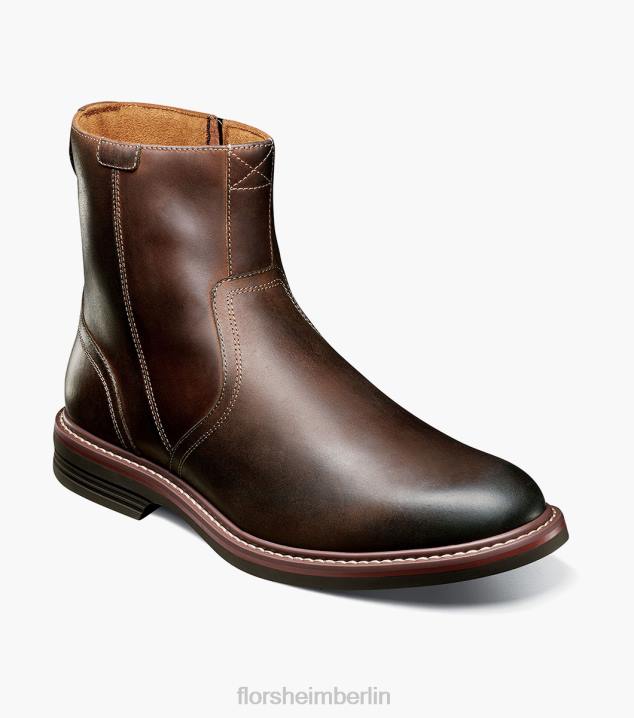 D28059 braunes Ch Schuhwerk Männer Florsheim Norwalk-Stiefel mit seitlichem Reißverschluss und schlichter Zehenpartie