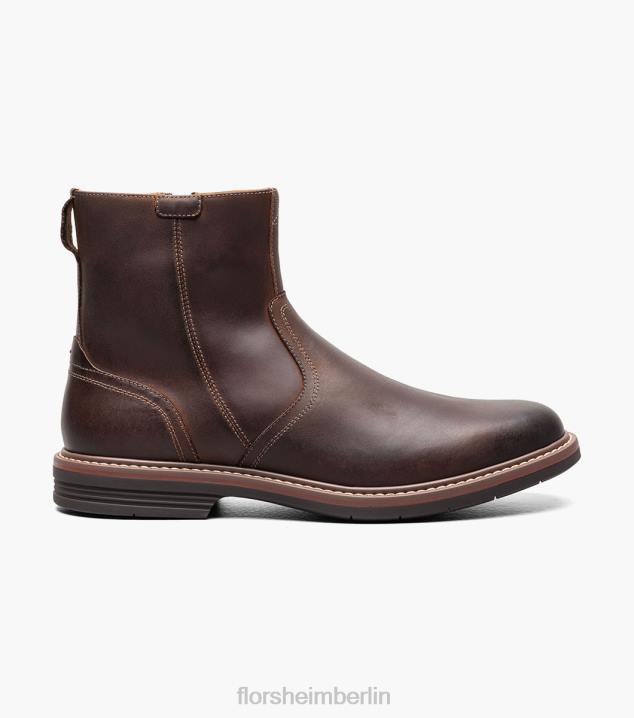 D28059 braunes Ch Schuhwerk Männer Florsheim Norwalk-Stiefel mit seitlichem Reißverschluss und schlichter Zehenpartie
