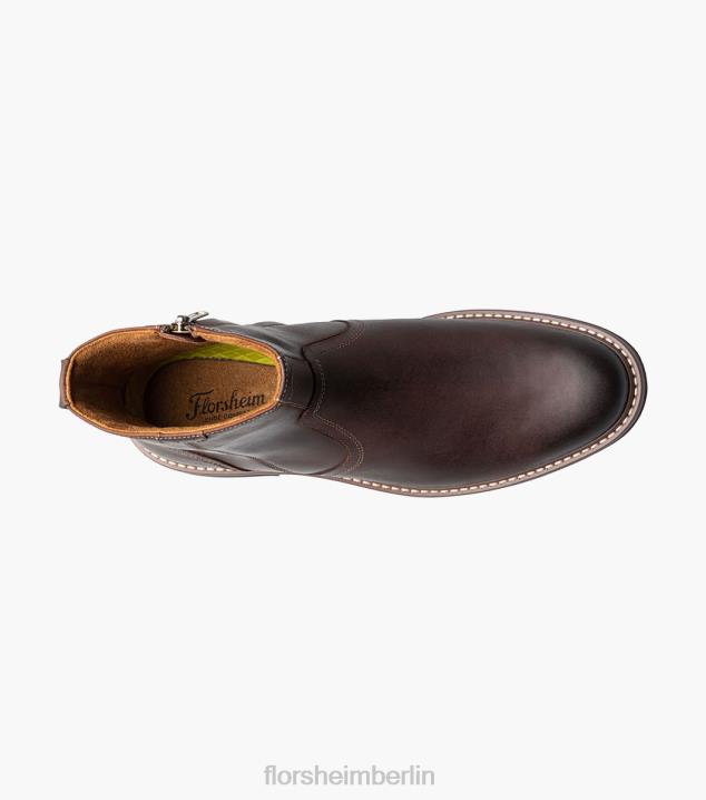 D28059 braunes Ch Schuhwerk Männer Florsheim Norwalk-Stiefel mit seitlichem Reißverschluss und schlichter Zehenpartie