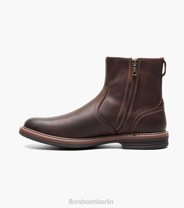 D28059 braunes Ch Schuhwerk Männer Florsheim Norwalk-Stiefel mit seitlichem Reißverschluss und schlichter Zehenpartie