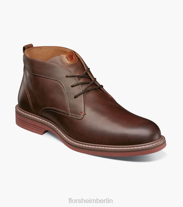D28076 braunes Ch Schuhwerk Männer Florsheim Norwalk Chukka-Stiefel mit schlichter Zehenpartie
