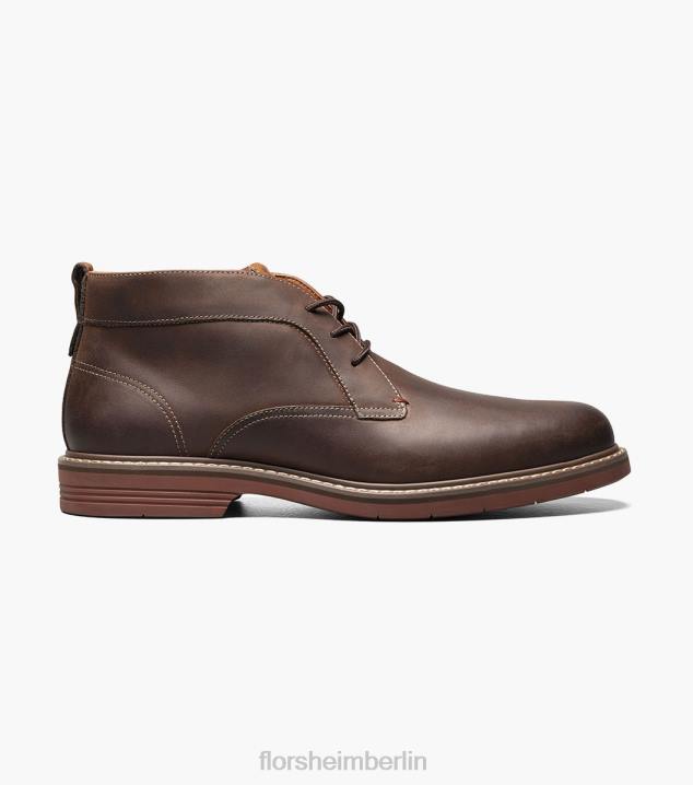 D28076 braunes Ch Schuhwerk Männer Florsheim Norwalk Chukka-Stiefel mit schlichter Zehenpartie